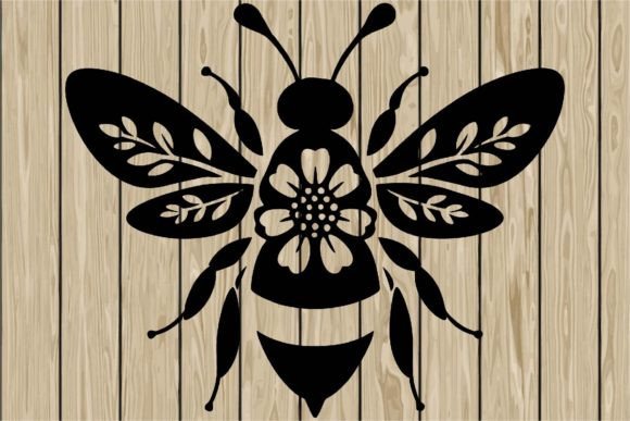 Download Floral Bee Stencil Silhouette SVG - Silhouette svg Collection